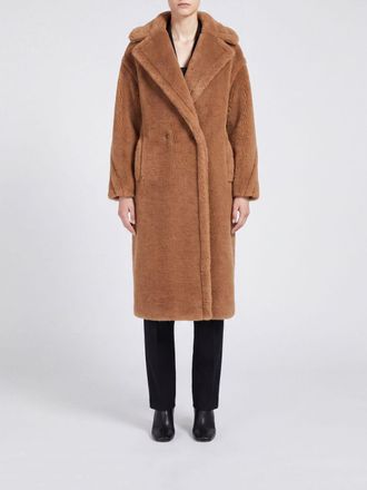 Max Mara Long Double-Breasted Coat in Camel Wool and Silk