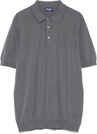 Drumohr Polo in cotone con ricamo logo - Grigio