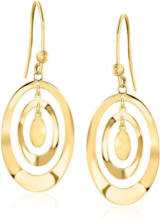 Ross-Simons Italian 10kt Yellow Gold Curvy Concentric Oval Drop Earrings