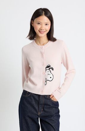 Chinti and Parker Sneaky Snoopy Wool-Cashmere Cardigan in Pink Melange at Nordstrom, Size X-Small