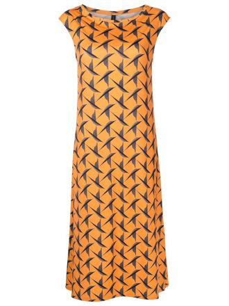 Lygia & Nanny Zababa bird-print midi dress - Orange