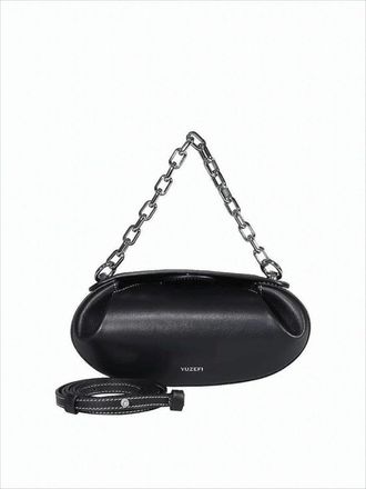 Yuzefi Elongated Oval Shoulder Bag With Chain Handle