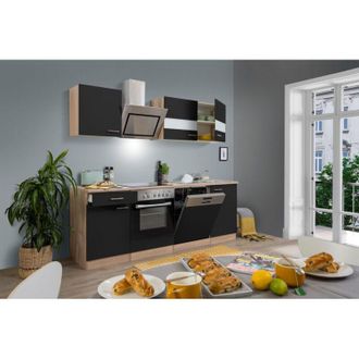 Respekta Cucina blocco cucina blocco cucina componibile rovere nero merle 220 cm Respekta