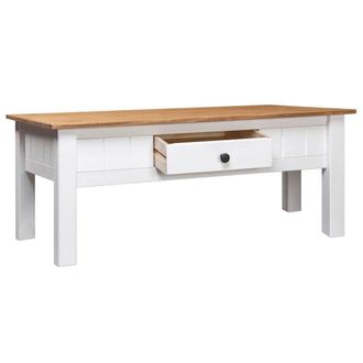 Berkfield Home Classic Coffee Table White 100x60x45 cm Solid Pine Wood Panama Range | Size: 100 x 60 x 45 cm