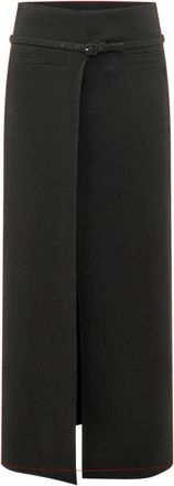 Courr&egrave;ges Belted Long Skirt - Dames - Maxi Rokken - Zwart - XS - Wol - Rokken