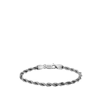 BOSS Silver-tone cuff with rope-style chain