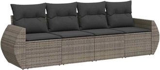 vidaXL Set De Sof&aacute;s De Jard&iacute;n 4 Pzas Y Cojines Rat&aacute;n Sint&eacute;tico Gris Vidaxl