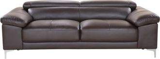 VENTE-UNIQUE.COM Sof&aacute; fijo piel 3 plazas marr&oacute;n chocolate 210x103cm