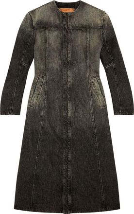 Diesel De-Sy-S collarless denim coat - women - Cotton/Hemp - M - Black