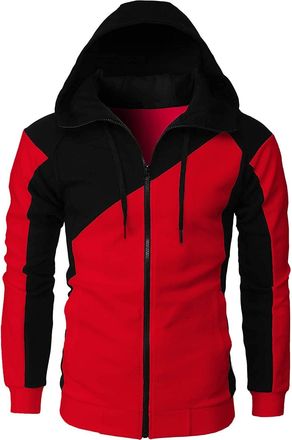 Generic Mens Zip Up Patchwork Hoodie - Full Zipper Colorblock Hooded Jacket With Pockets, Long Sleeve Casual Pullover Jumper For Autumn Winter, Stylish Hoodie