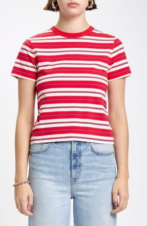 Daze Zuma Stripe Stretch Cotton T-Shirt in Scarlet Stripe at Nordstrom, Size X-Small