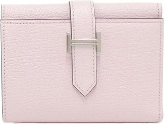Herm&egrave;s Pink Chevre Leather Long Wallet (Tri-Fold) (Pre-Owned)