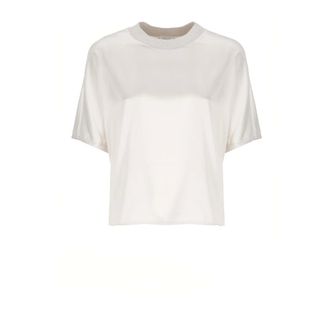 PESERICO Blouses, female, Pink, L, Pink Silk Blouse Short Sleeve