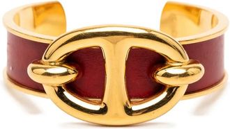 Herm&egrave;s 1990-2010 Gold Plated and Leather Chaine d Ancre Cuff Bracelet costume bracelet - women - Calf Leather/Gold Plated/Leather - One