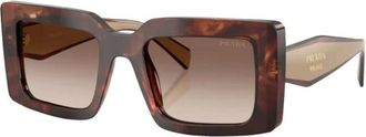 Prada Sunglasses, female, Brown, Size: 52 MM Rectangle Sunglasses