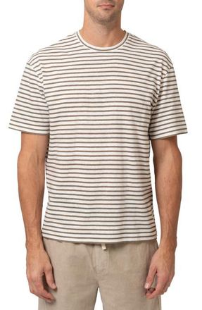 Mavi Stripe Cotton & Linen T-Shirt in Brindle at Nordstrom, Size Xx-Large