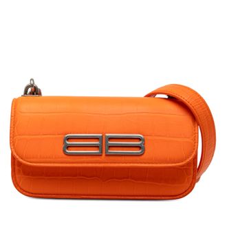 Balenciaga Tweed handschoenen Croc-embossed kalfsleer Gossip Chain Bag Xs