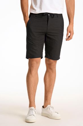 Lindbergh Chinoshorts LINDBERGH, Herren, Gr. XXL, N-Gr, schwarz, Web, Obermaterial: 55% Leinen, 45% Baumwolle, relaxed fit knielang, Hosen Chinoshorts, Sommerho
