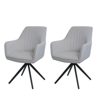 Hhg Hhg - Nunca Usado] Juego De 2 Silla De Comedor 499, Silla De Cocina Reclinable Apoyabrazos, Giratoria Posici&oacute;n Del Coche Tela/textil, Crema-beige