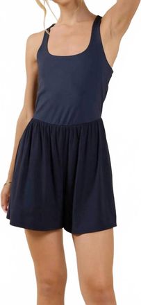 Sadie & Sage On Point Mix Media With Shorts Romper In Navy