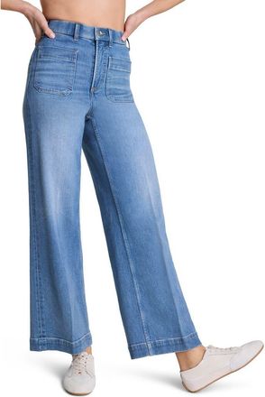 Spanx SPANXshape Authentic 360 Patch Pocket Crop Wide Leg Jeans in Elysian at Nordstrom, Size X-Small