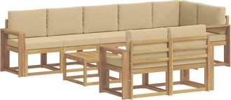 vidaXL Conjunto De Sof&aacute;s De Exterior 9 Uds. Y Beige Poli&eacute;ster Vidaxl