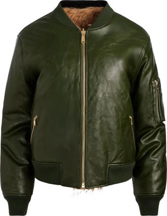 Alice & Olivia Becky reversible faux-fur bomber jacket - women - Polyurethane/Artificial Fur - S - Green