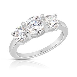 MAX + STONE 14k Yellow or White Gold 2 Carat Cubic Zirconia Anniversary or Engagement Ring