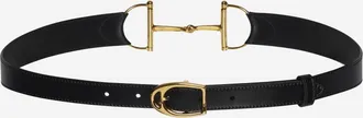 Gucci Womens Oversized Buckle Belt Black Calf Skin