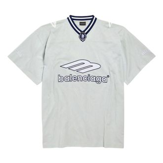 Balenciaga 3B Football V-neck T-shirt Oversized New Grey 857086TTVQ61461