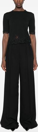 Ermanno Scervino Lace-Trim Wool Knit Sweater - black
