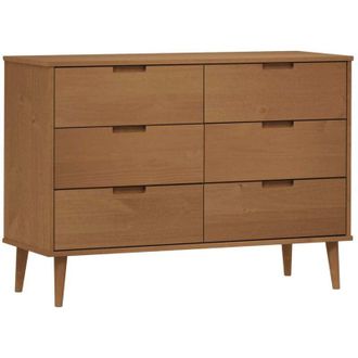 vidaXL Cassettiera MOLDE Marrone 113x40x80cm in Legno Massello di Pino vidaXL