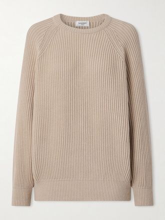 Saint Laurent Pullover In Cotone A Coste - Neutri