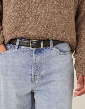 Polo Ralph Lauren Cintura media in pelle double-face nera-Nero