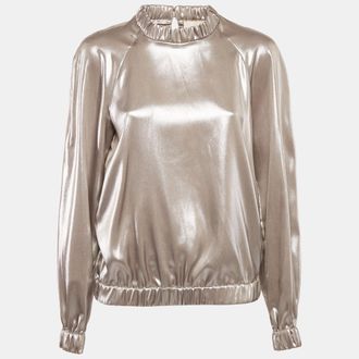 Sara Battaglia Metallic Lam&eacute; Full Sleeve Top