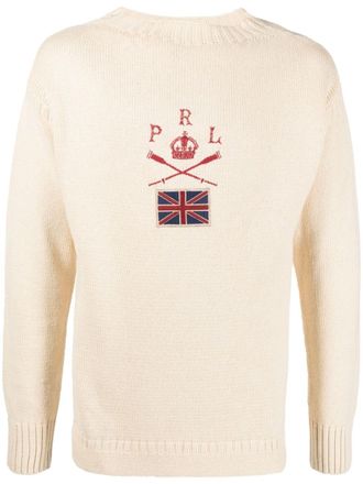 Polo Ralph Lauren logo-embroidered cotton-blend jumper - Neutrals