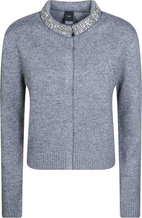 Pinko Colonia Cardigan Blend Wool - Dames - Vesten - Grijs - M - Wol - Truien & Vesten