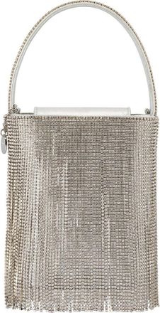 Olga Berg Billie Crystal Fringe Top Handle Bag in Silver at Nordstrom