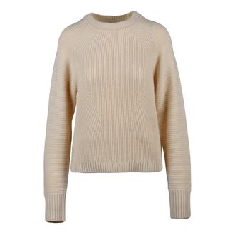 Patrizia Pepe Gebreide top met ronde hals - Dames - Ronde hals truien - Wit - S - Wol - Truien & Vesten