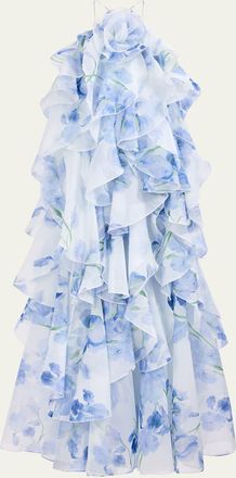 Aje Pandorea Layered Floral Organza Maxi Dress