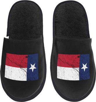 Generic Fuzzy Slippers Flag Of Texas Texture Effect Fluffy Slippers Warm Unisex House Slipper For Indoor Bathroom Guest L