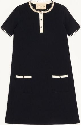 Valentino Abito In Stretch Viscose Ricamato Donna NERO XS