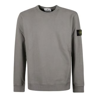 Stone Island Sweatshirts, male, Gray, Size: S 6100028 Brushed Cotton Fleece Sweatshirt
