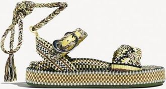 Amambaih Carolina Braided Lace Up Platform Sandal in Kaki Lemon at Nordstrom, Size 38