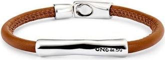 UNOde50 Leather Bracelet With Sterling Silver-Plated Central Detail at Nordstrom, Size Medium
