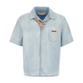 Marni Denim Shirts, male, Blue, Size: L Chambray Shirt