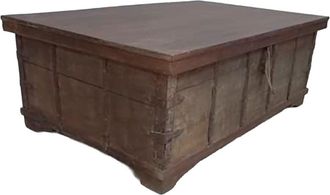 Wanderlust Deco Mesa Ba&uacute;l De Madera Acabado Artesanal Marr&oacute;n 123x77x45h Cm
