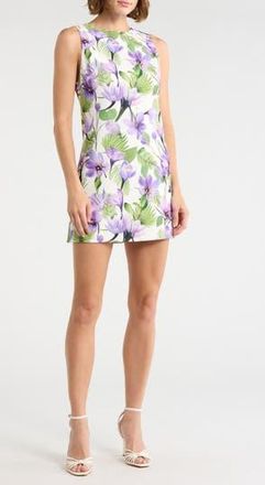 Alice & Olivia Clyde Floral Sleeveless A-Line Dress in Floral Palm Cream at Nordstrom Rack, Size 10
