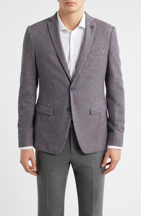 John Varvatos Varick Slim Fit Knit Herringbone Sport Coat in Navy/Burgundy at Nordstrom, Size 38 Regular