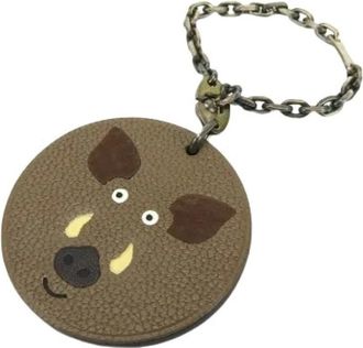 Herm&egrave;s Pre-owned Accessories, female, Brown, Size: ONE SIZE Pre-owned Fabric Charm Key-holder